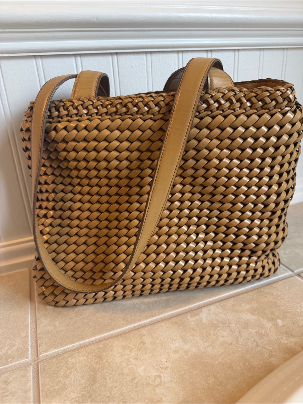 Nine West Woven Tote in Tan